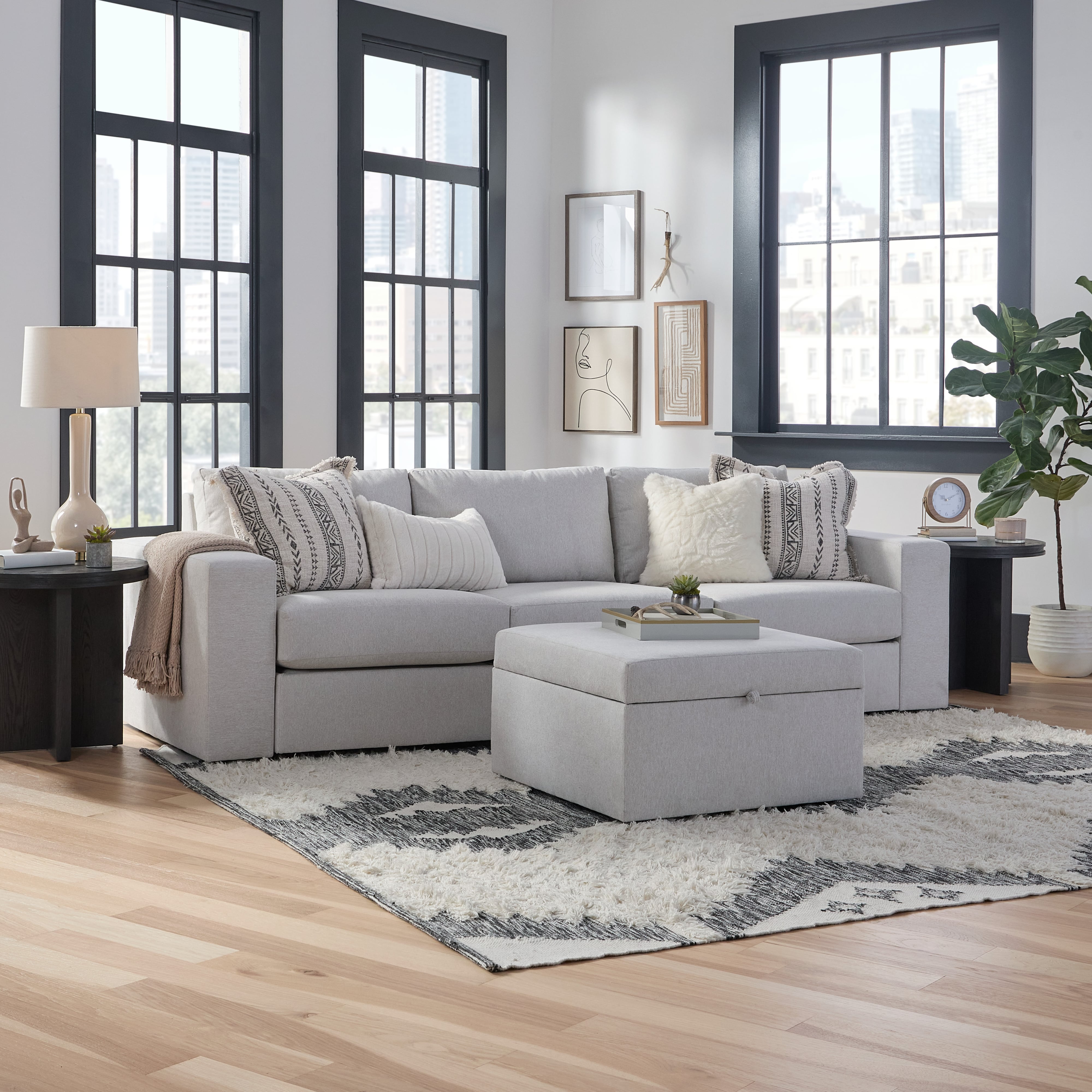 Flexsteel Flex Wide-Arm Sofa with Ottoman