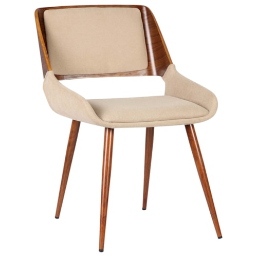 Mid-Century Side Chair in Walnut Finish with Upholstered Seat