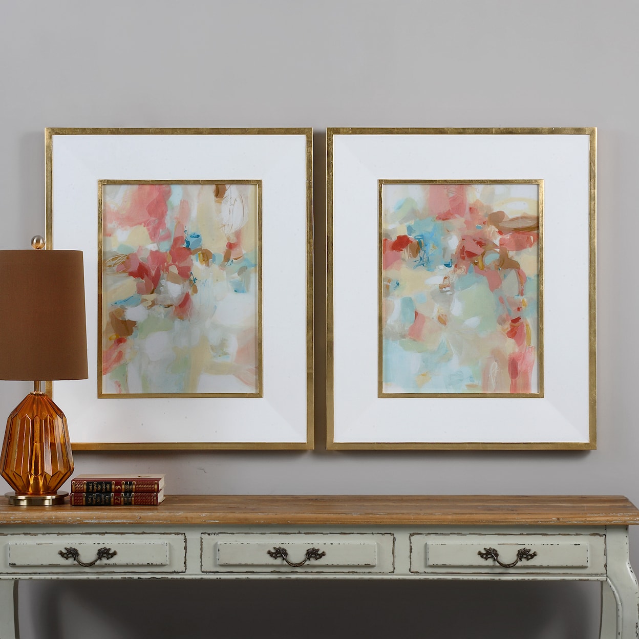 Uttermost Framed Prints A Touch Of Blush And Rosewood Fences Art, S/