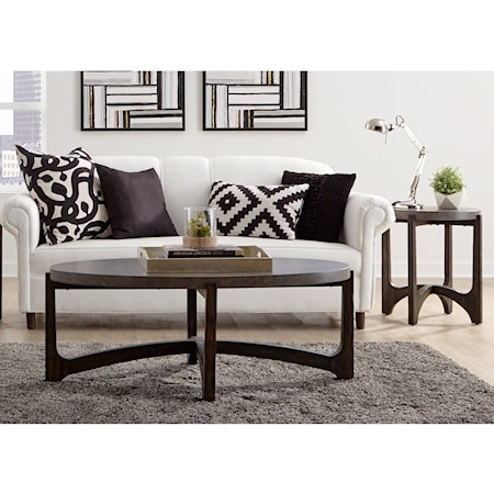 Contemporary 3-Piece Occasional Table Group with Oval Table