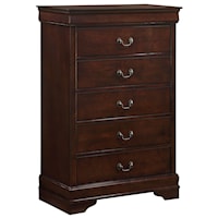 Traditional 5-Drawer Bedroom Chest with Antique Metal Hardware
