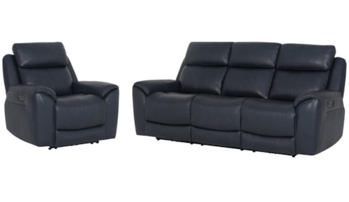 Casual Power Reclining Sofa and Recliner Set with Power Headrests and Lumbar Support