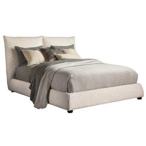 Casual Queen Upholstered Bed in Cozy Snow