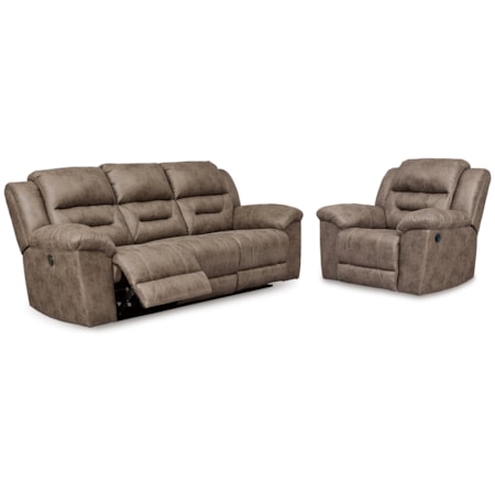 Power Reclining Sofa And Manual Recliner