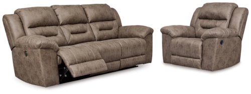 Power Reclining Sofa And Manual Recliner