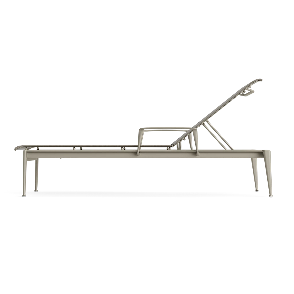 Stacking Adj. Sling Chaise Lounge w/Armrests