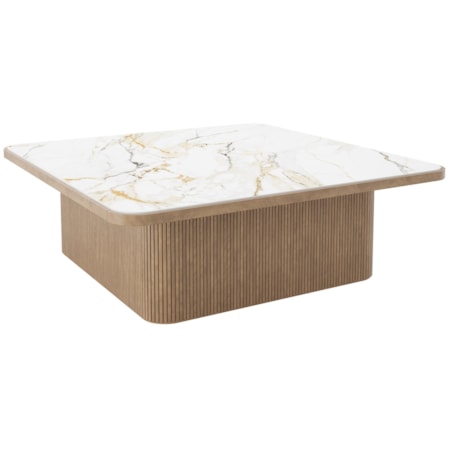 48" Sq. Porcelain-Top Fluted Coffee Table