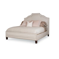 Transitional Fifth Avenue Upholstered California King Bed with Scalloped Headboard