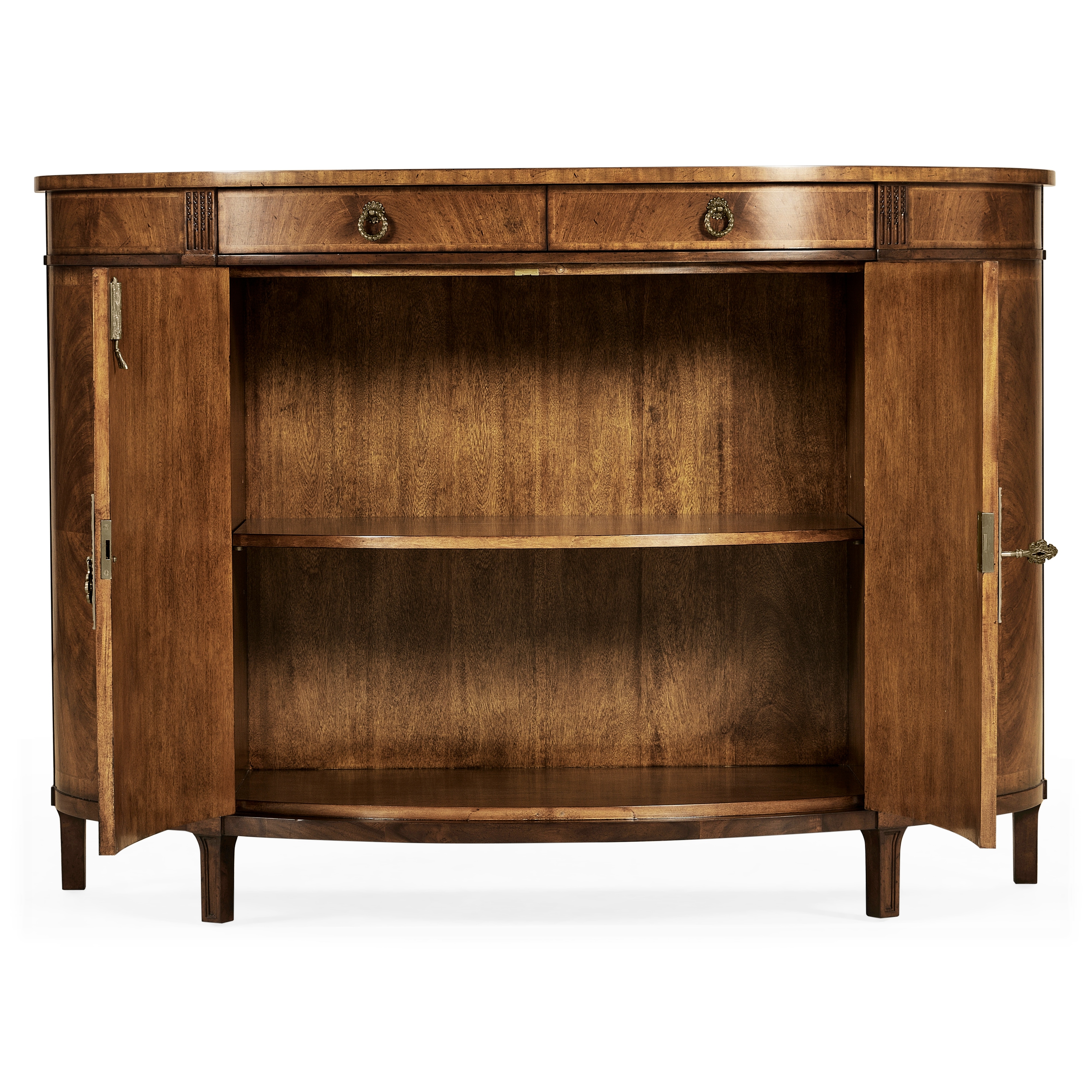 Jonathan Charles JC Traditional Crotch Walnut Demilune Sideboard