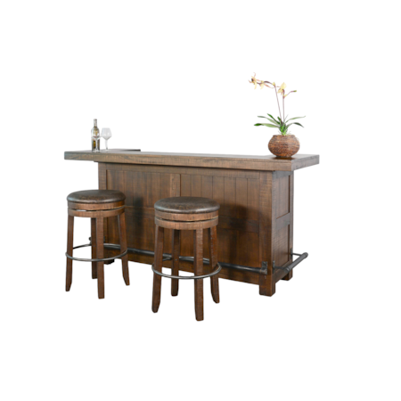 80" Traditional Wood Home Bar with Stools