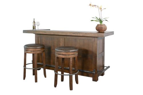 80" Traditional Wood Home Bar with Stools