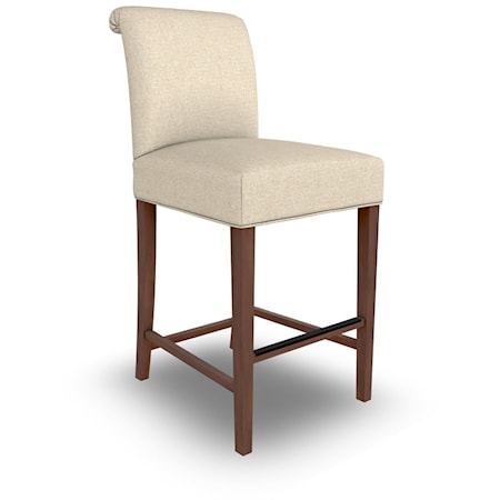 Transitional 30" Upholstered Barstool with Rolled Back