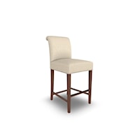 Transitional 30" Upholstered Barstool with Rolled Back