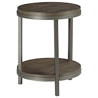 Contemporary Round End Table with Shelf