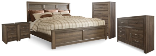 King Panel Bed, Dresser, Chest And 2 Nightstands
