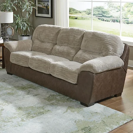 Fabric/Faux Leather Sofa w/ Drop Down Table