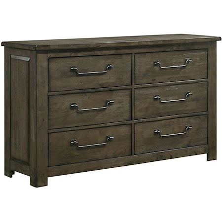 Modern Farmhouse 6-Drawer Dresser with Metal Hardware