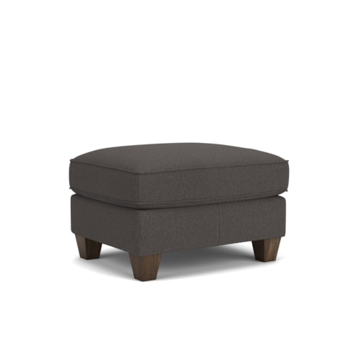 Transitional Upholstered Ottoman with Tapered Legs