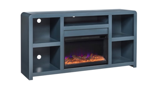 Contemporary 5-Shelf 66" Fireplace Console with Wire Management