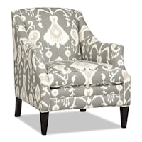 Transitional Club Chair with Flair-Tapered Arms and Wood Legs