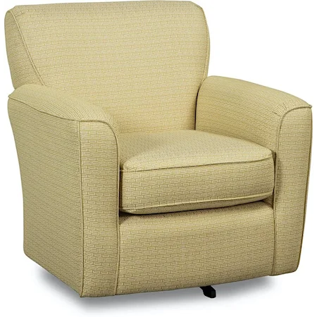 Casual Upholstered Swivel Chair with Flared Arms