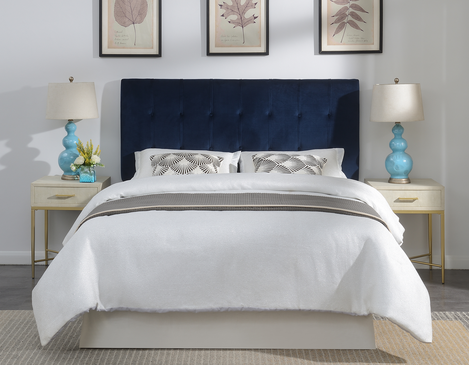 Steve Silver Regina Queen Headboard, Blue Velvet