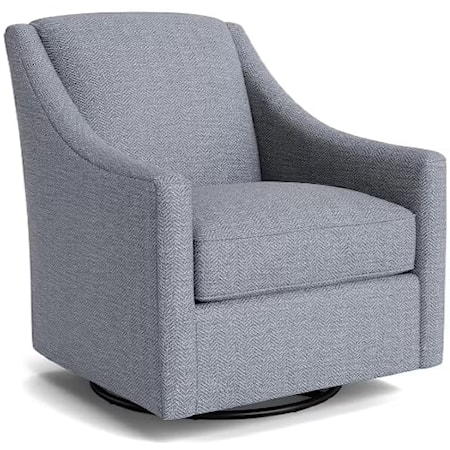 Transitional Upholstered Swivel Chair with Track Arms