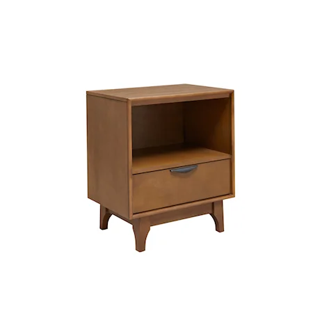 Mid-Century Modern Nightstand with Shelf and Drawer