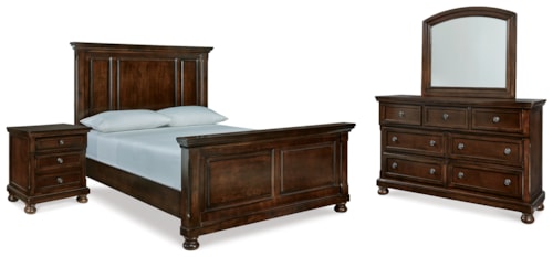 Queen Panel Bed, Dresser, Mirror And Nightstand