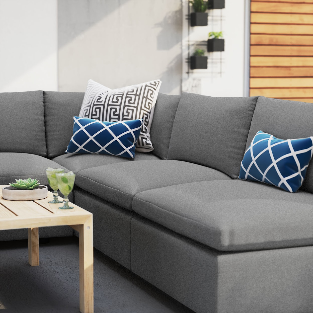 Modway Commix Outdoor 5-Piece Sectional Sofa