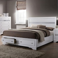 Contemporary Full Panel Bed with Footboard Storage