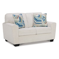 Contemporary Upholstered Loveseat with Block Legs