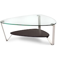 Contemporary Small Triangular Cocktail Table with Glass Top