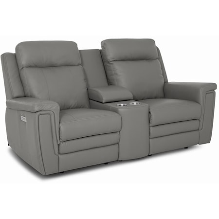 Asher Contemporary Power Reclining Loveseat with Storage Console