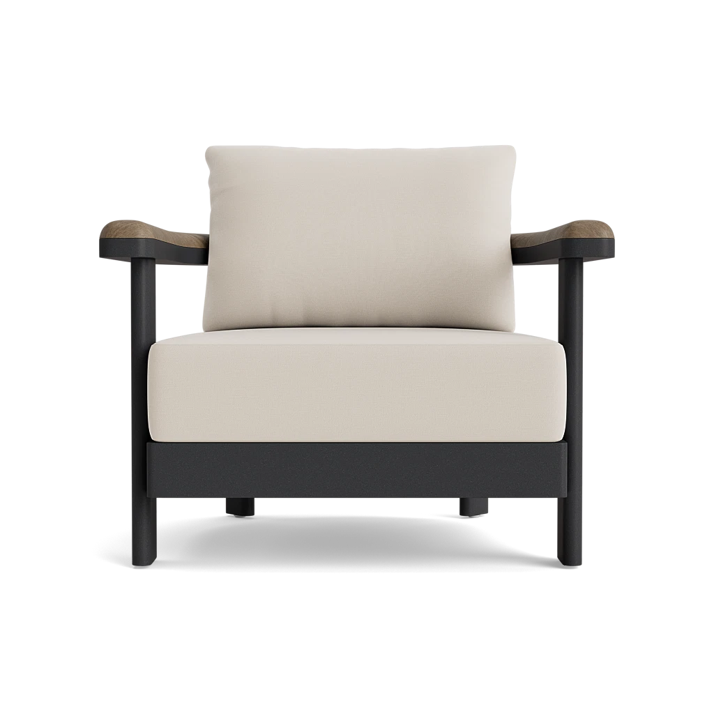 Barrel-Back Lounge Chair w/Teak Panel Arms