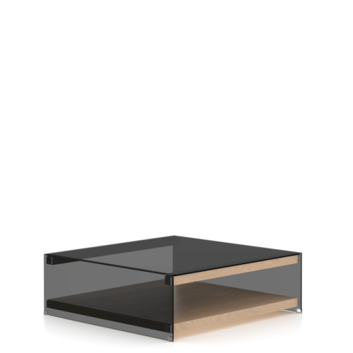 Contemporary 50" Sq. Glass-Top Coffee Table w/Lower Shelf