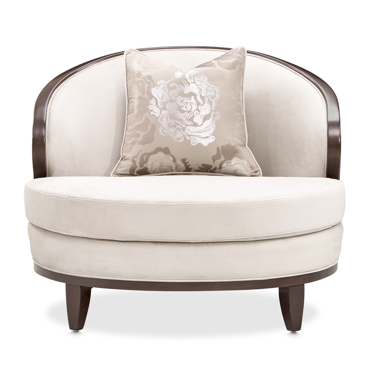 Floral Velvet Accent Barrel Chair