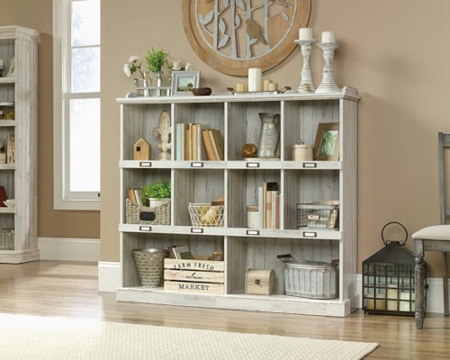 Transitional Small Cubby Bookcase with Top Display Shelf