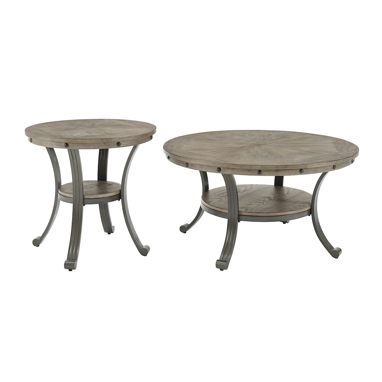 Powell Franklin Metal and Wood Round End Table