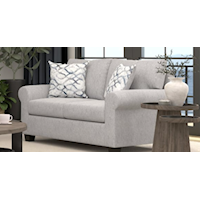 Contemporary Loveseat with Rolled Armrests