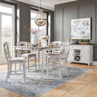 Modern 5-Piece Farmhouse Dining Set with Leaf Insert5-Piece Gathering Table Set