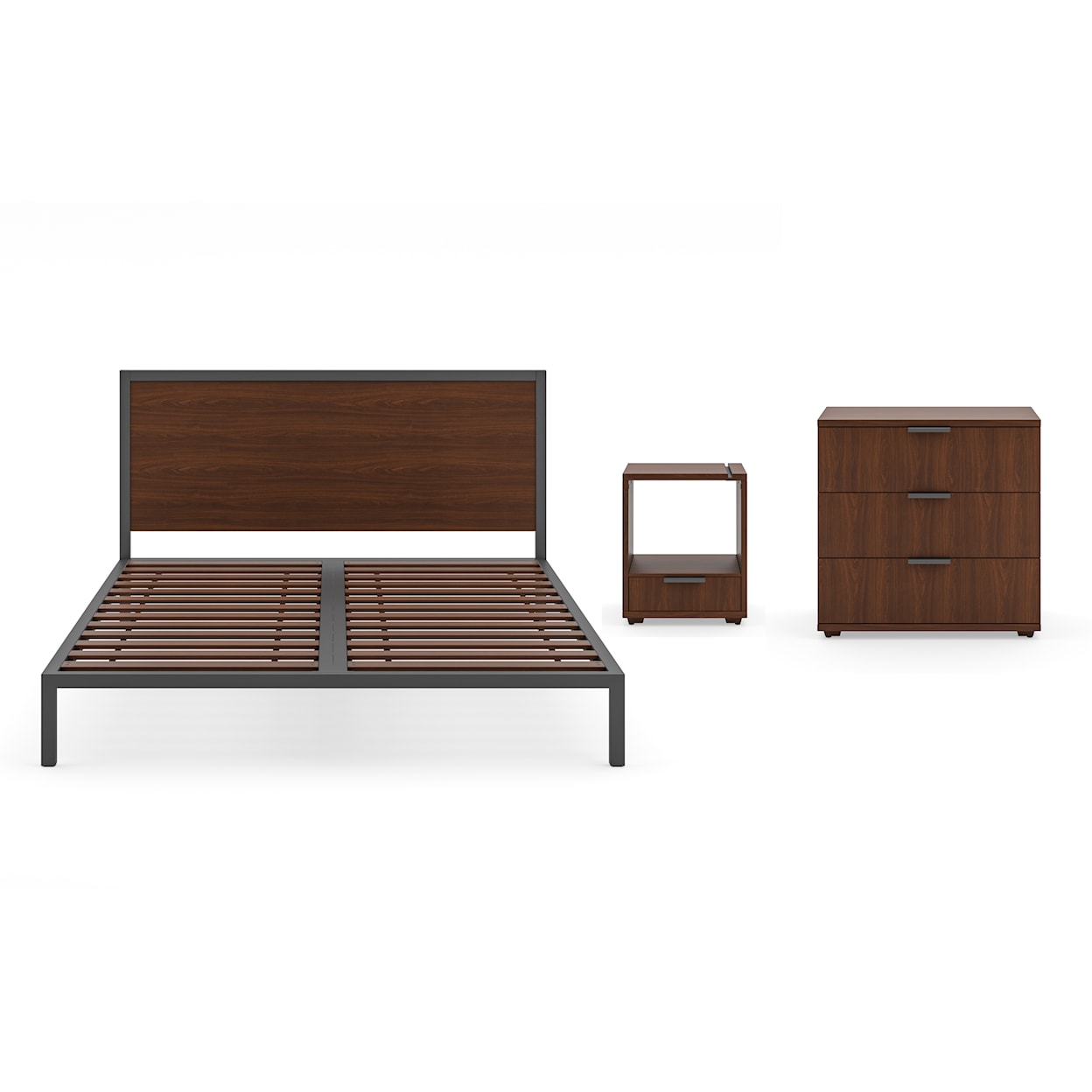 homestyles Merge Queen Platform Bed, Nightstand and Chest