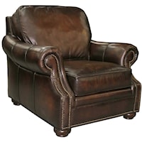 Traditional Leather Accent Chair with Nailhead Trim