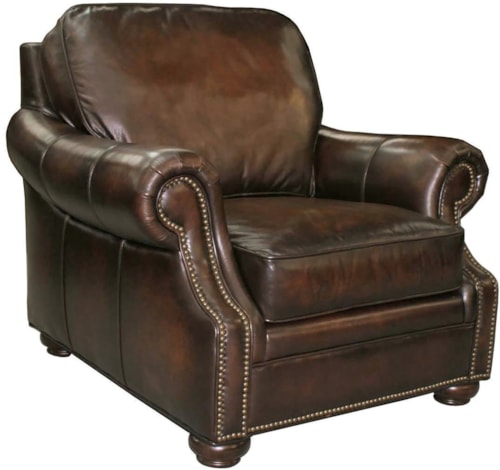Traditional Leather Accent Chair with Nailhead Trim