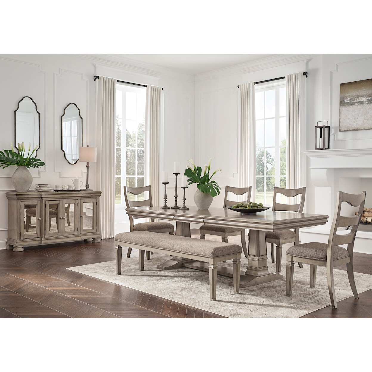 Signature Design by Ashley Lexorne 6-Piece Dining Set with Bench