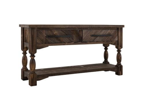 Farmhouse 2-Drawer Sofa Table with Open Shelf