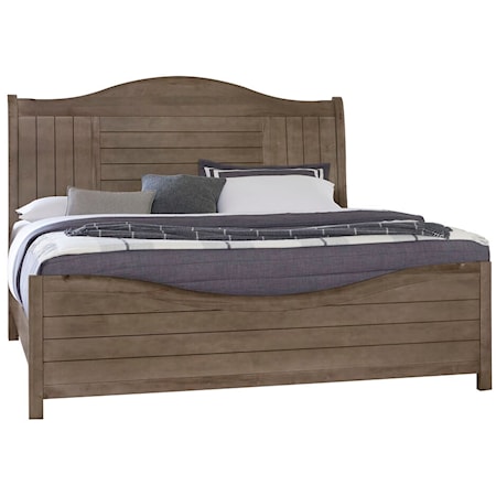 King Sleigh Bed with Metal Slats