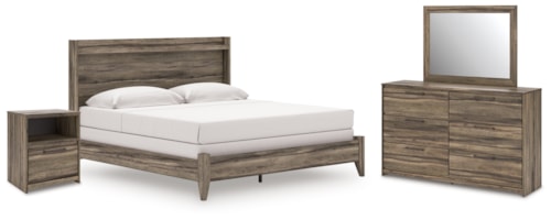 King Panel Bed, Dresser, Mirror And Nightstand