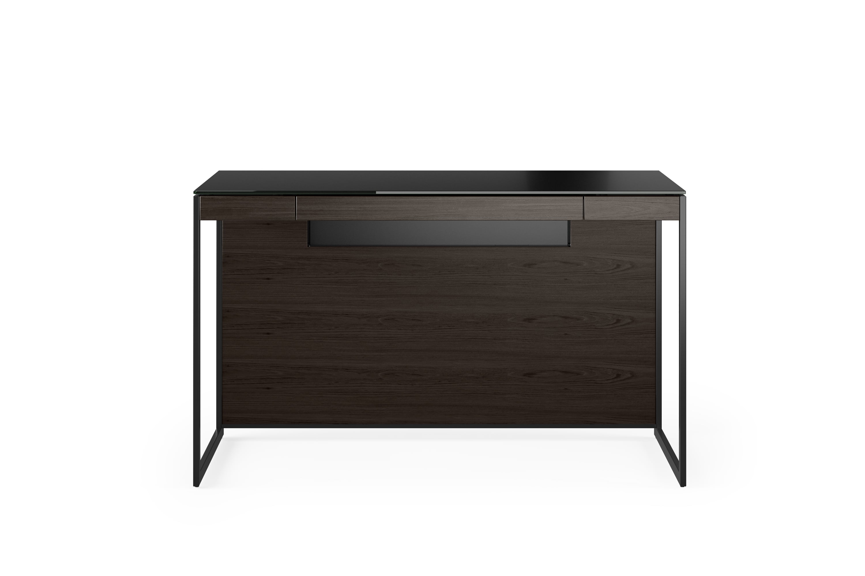 Contemporary Compact Desk with Keyboard Drawer and Glass Top