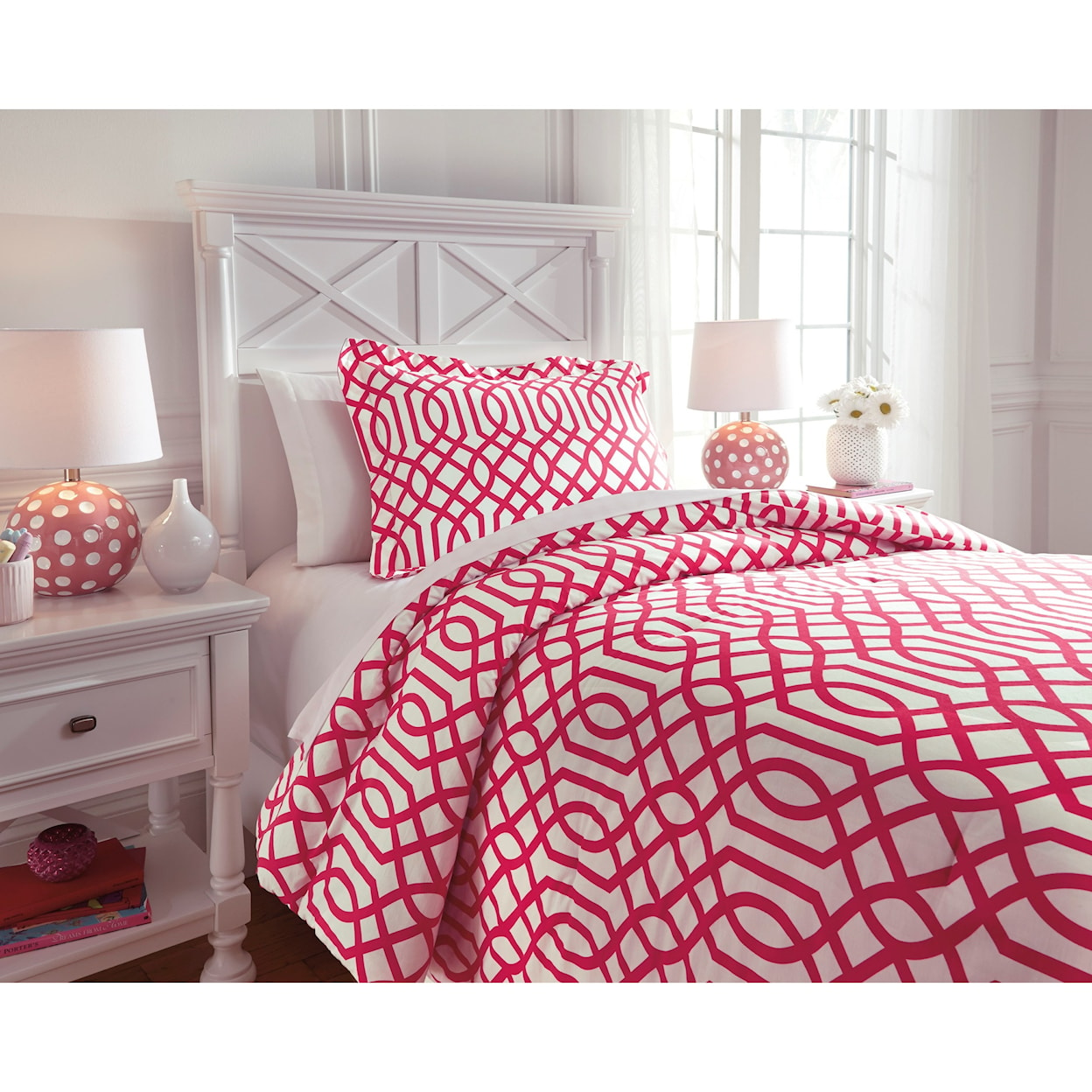 Ashley Furniture Signature Design Bedding Sets Twin Loomis Fuschsia Comforter Set